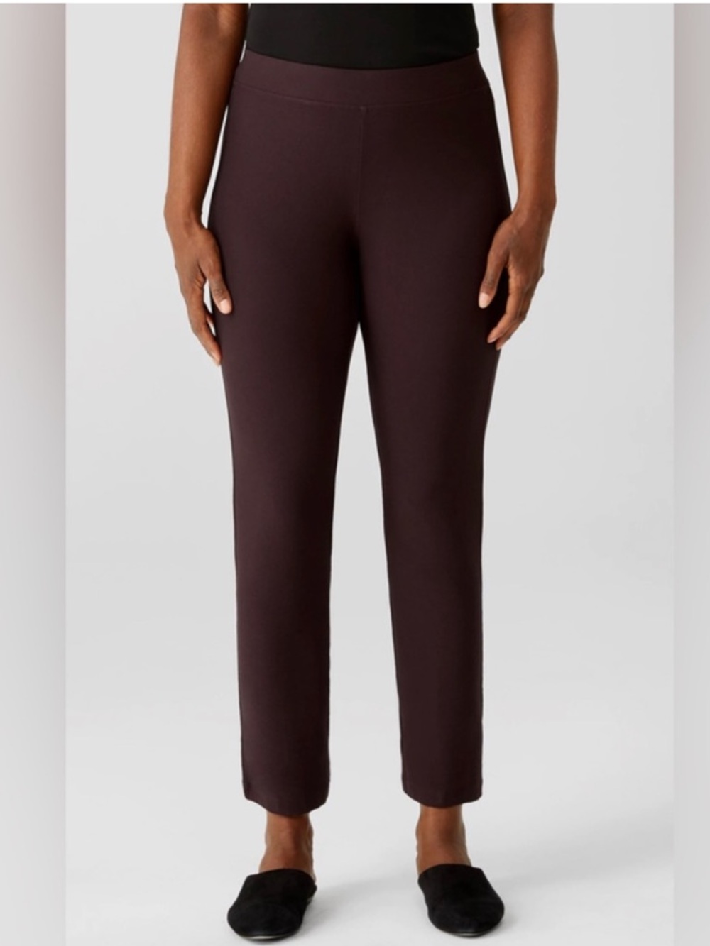 Eileen Fisher Washable Stretch Crepe Slim Ankle Pant Cassis Purple Large TK